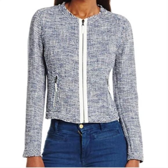 Elie Tahari Blue Tweed Blazer Jacket - Picture 1 of 8